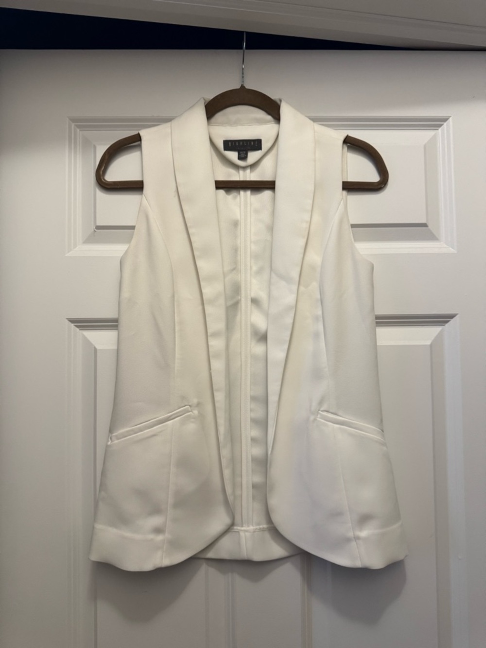 Highline White Sleeveless Tailored Vest with Shawl Lapel